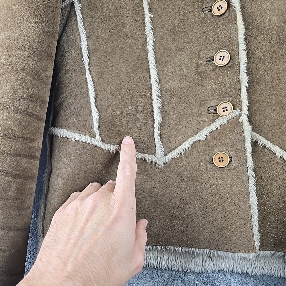 Wilsons Leather Jacket Womens Large Brown Faux Fur Trim Penny Lane Style Y2k - Picture 8 of 12
